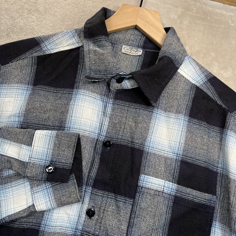 VTG CalTop Shirt Mens S Flannel Plaid Button Long Sleeve Cholo USA